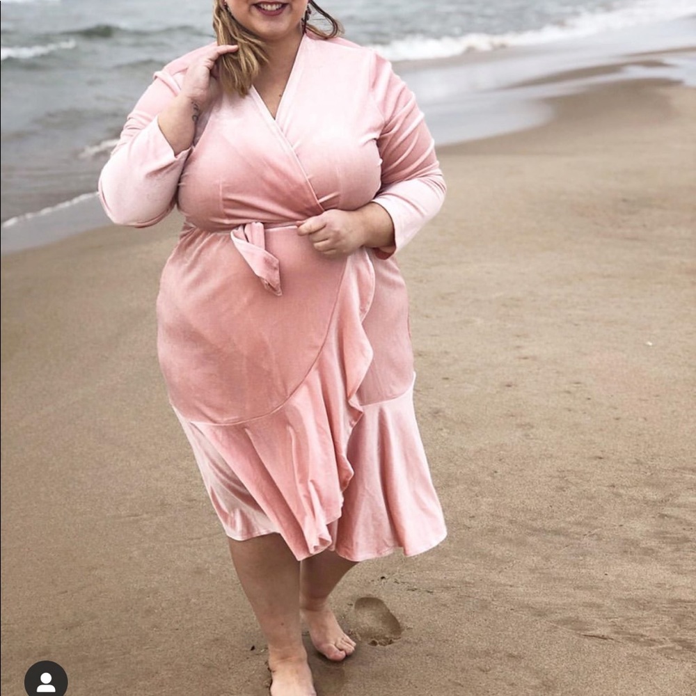 Beautiful pink velvet wrap dress!
